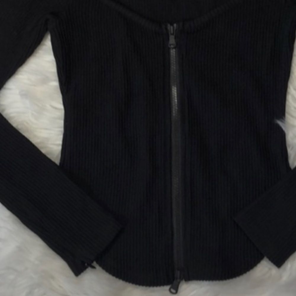 Good American Plus Size Dramatic Zip Ribbed Scoop Square NECK Black 3X NWT - Picture 3 of 12